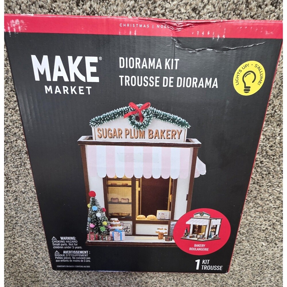 NIB Make Market 3D Diorama Kit Christmas Bakery Set Lights Up Holiday
